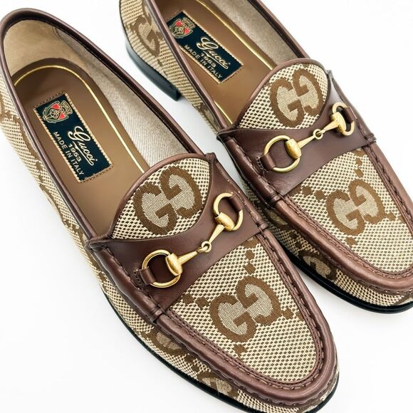 Gucci Horsebit GG Maxi Leather Canvas Loafers Size 38, 8 - Picture 10 of 13
